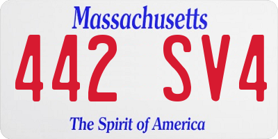 MA license plate 442SV4