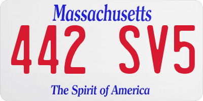 MA license plate 442SV5