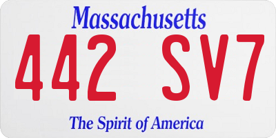 MA license plate 442SV7