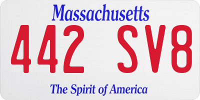 MA license plate 442SV8