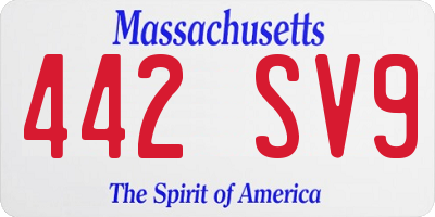 MA license plate 442SV9