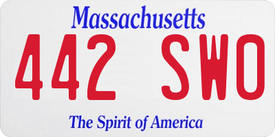 MA license plate 442SW0