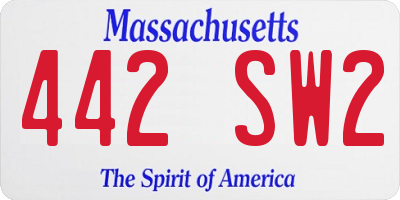 MA license plate 442SW2