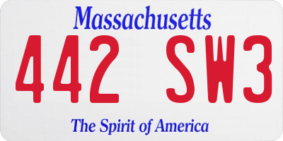 MA license plate 442SW3