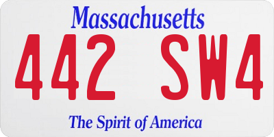 MA license plate 442SW4
