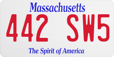 MA license plate 442SW5