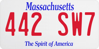 MA license plate 442SW7
