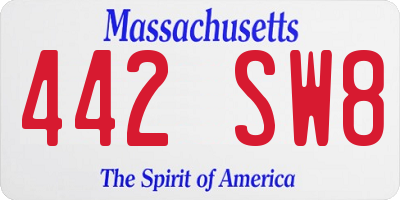 MA license plate 442SW8