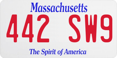 MA license plate 442SW9