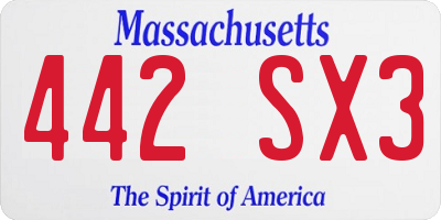 MA license plate 442SX3