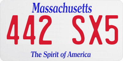 MA license plate 442SX5