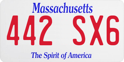 MA license plate 442SX6