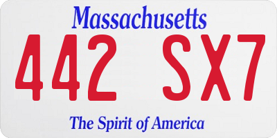 MA license plate 442SX7
