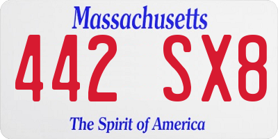 MA license plate 442SX8