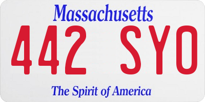 MA license plate 442SY0