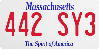 MA license plate 442SY3