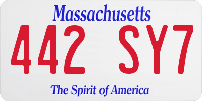 MA license plate 442SY7