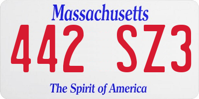 MA license plate 442SZ3