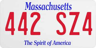 MA license plate 442SZ4