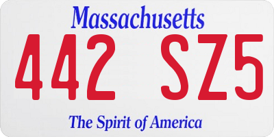 MA license plate 442SZ5