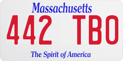 MA license plate 442TB0