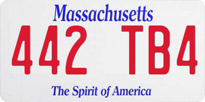 MA license plate 442TB4