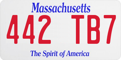 MA license plate 442TB7