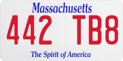 MA license plate 442TB8
