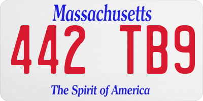 MA license plate 442TB9
