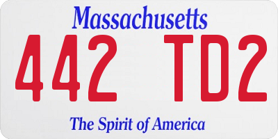 MA license plate 442TD2