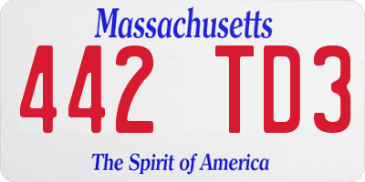 MA license plate 442TD3