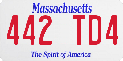 MA license plate 442TD4