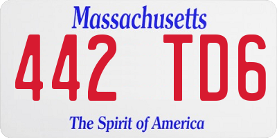MA license plate 442TD6