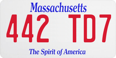 MA license plate 442TD7