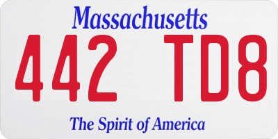 MA license plate 442TD8