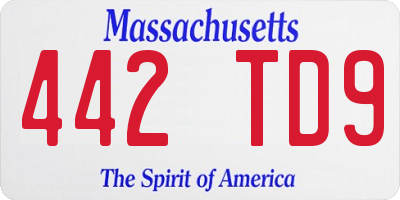 MA license plate 442TD9