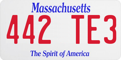 MA license plate 442TE3