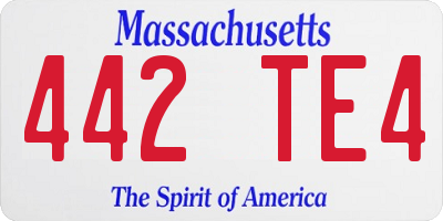 MA license plate 442TE4