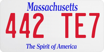MA license plate 442TE7