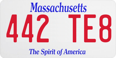 MA license plate 442TE8