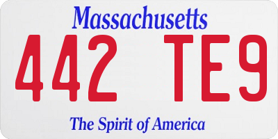 MA license plate 442TE9