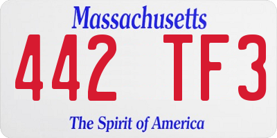 MA license plate 442TF3