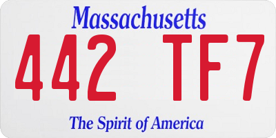 MA license plate 442TF7