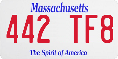 MA license plate 442TF8
