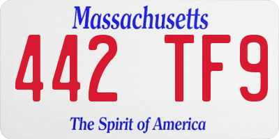 MA license plate 442TF9
