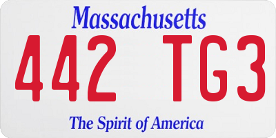 MA license plate 442TG3