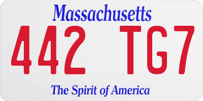 MA license plate 442TG7