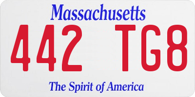 MA license plate 442TG8
