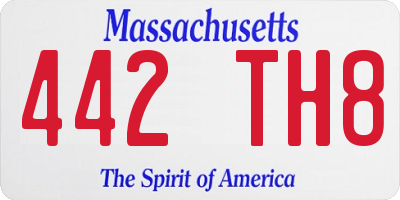 MA license plate 442TH8