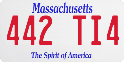 MA license plate 442TI4